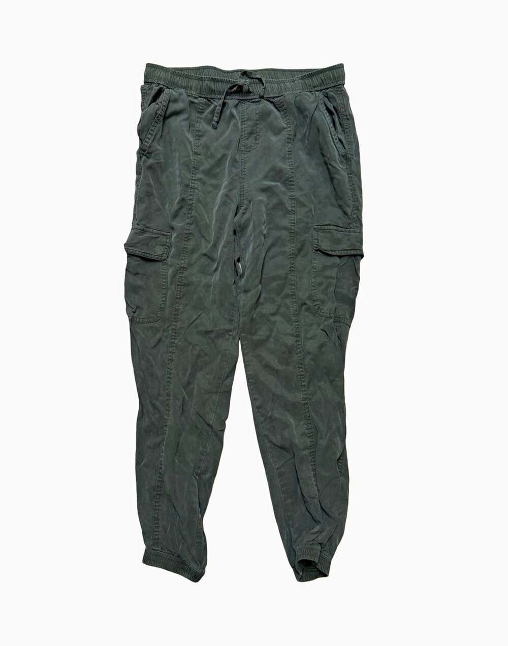 Juicy Couture Green Solid Cargo Pants Women L Lyocell Pockets Drawstring Pull On
